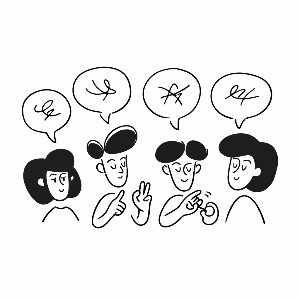 Conversation through hands and speech Conversation with hands and speech
